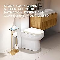 Vista 7 de Day Moon™ Soporte de Papel Higiénico Dorado Soporte de Papel Higiénico Independiente con Almacenamiento - Soporte de Papel Higiénico y Porta
