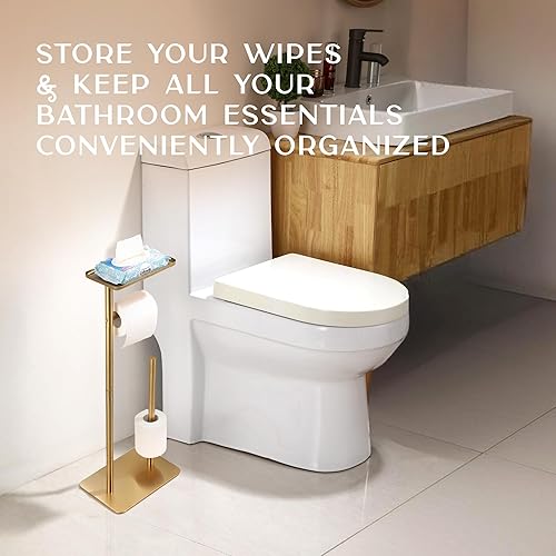 Miniatura 7 de Day Moon - Soporte de papel higiénico dorado con almacenamiento, soporte de papel higiénico y soporte para pañuelos para baño, soporte para papel