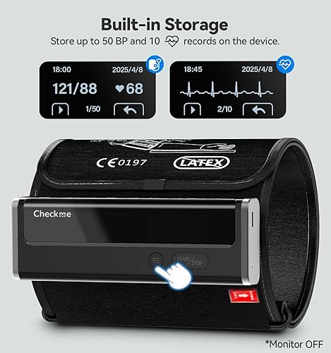 Miniatura 12 de Checkme Monitor de presión arterial Bluetooth para uso doméstico, máquina de presión arterial del brazo superior con brazalete de presión arterial