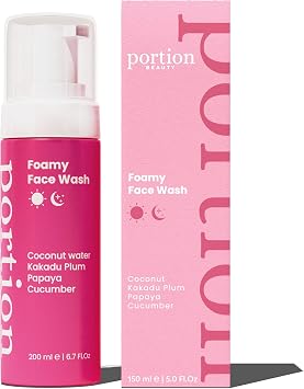 PORTION Foamy Face Wash - Gentle Face Cleanser for All Skin Types Foaming Face Wash for Oily Skin & Hydrating Cleanser for Dry Skin - Simple Facial Cleanser w/Cucumber & Kakadu Plum, 200ml