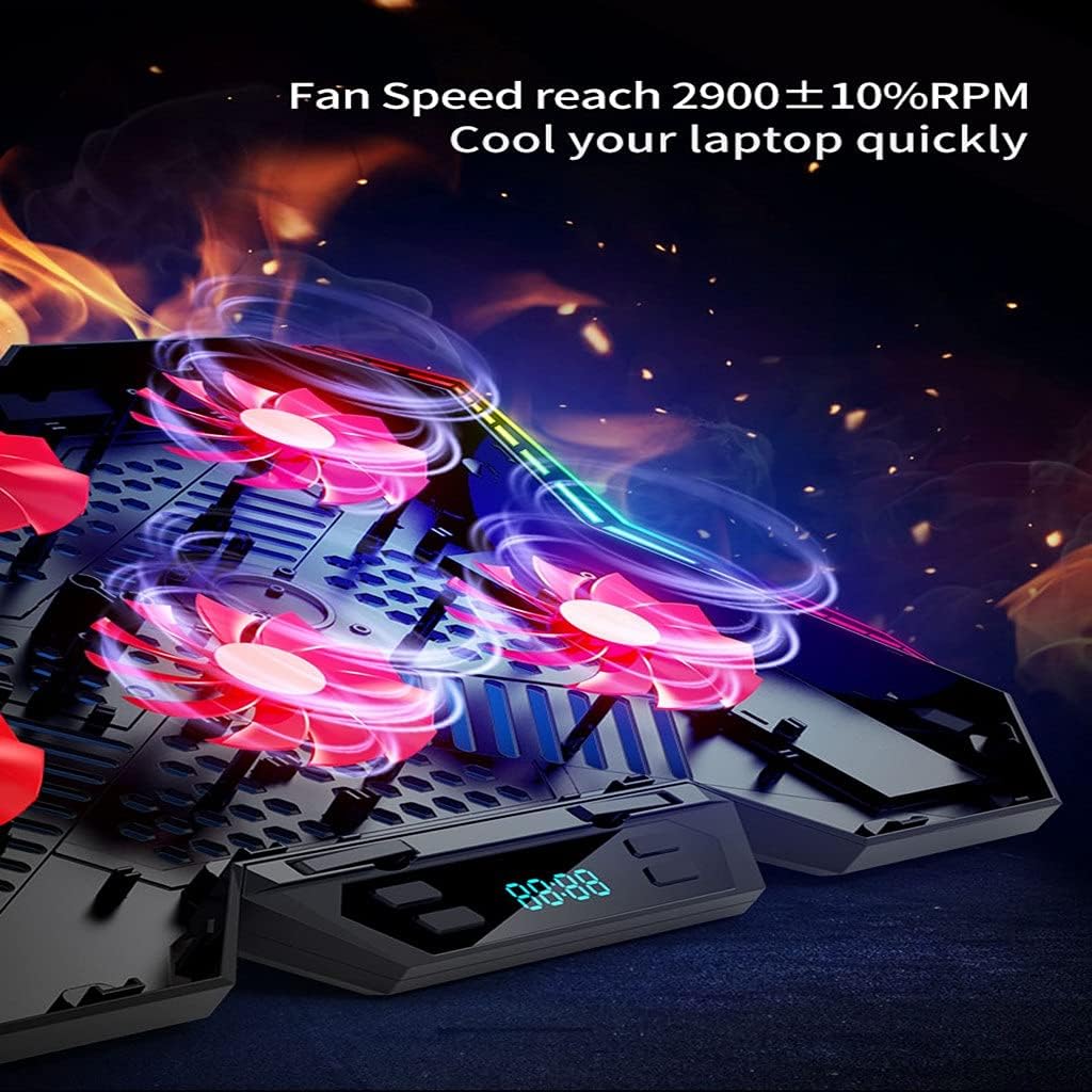Gaming RGB Laptop Cooler 12-17 Inch Led Screen Cooling Pad Notebook Stand with Six Fan and 2 Port