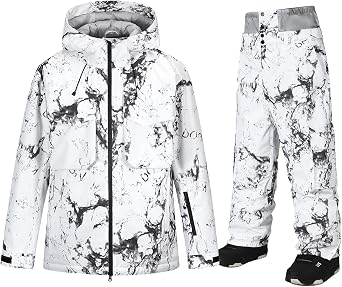 Mens Ski Jacket and Pants Set,Waterproof Warm Ski Suit,Winter Adult Snow Suit for Mountain Snowboarding