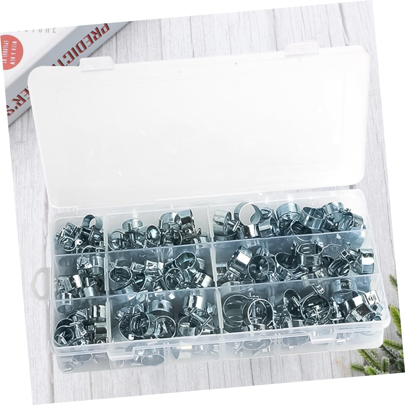 NUOBESTY 135pcs Mini Spring Buckle Metal Hose Clamps Zinc Plating for Diverse Applications