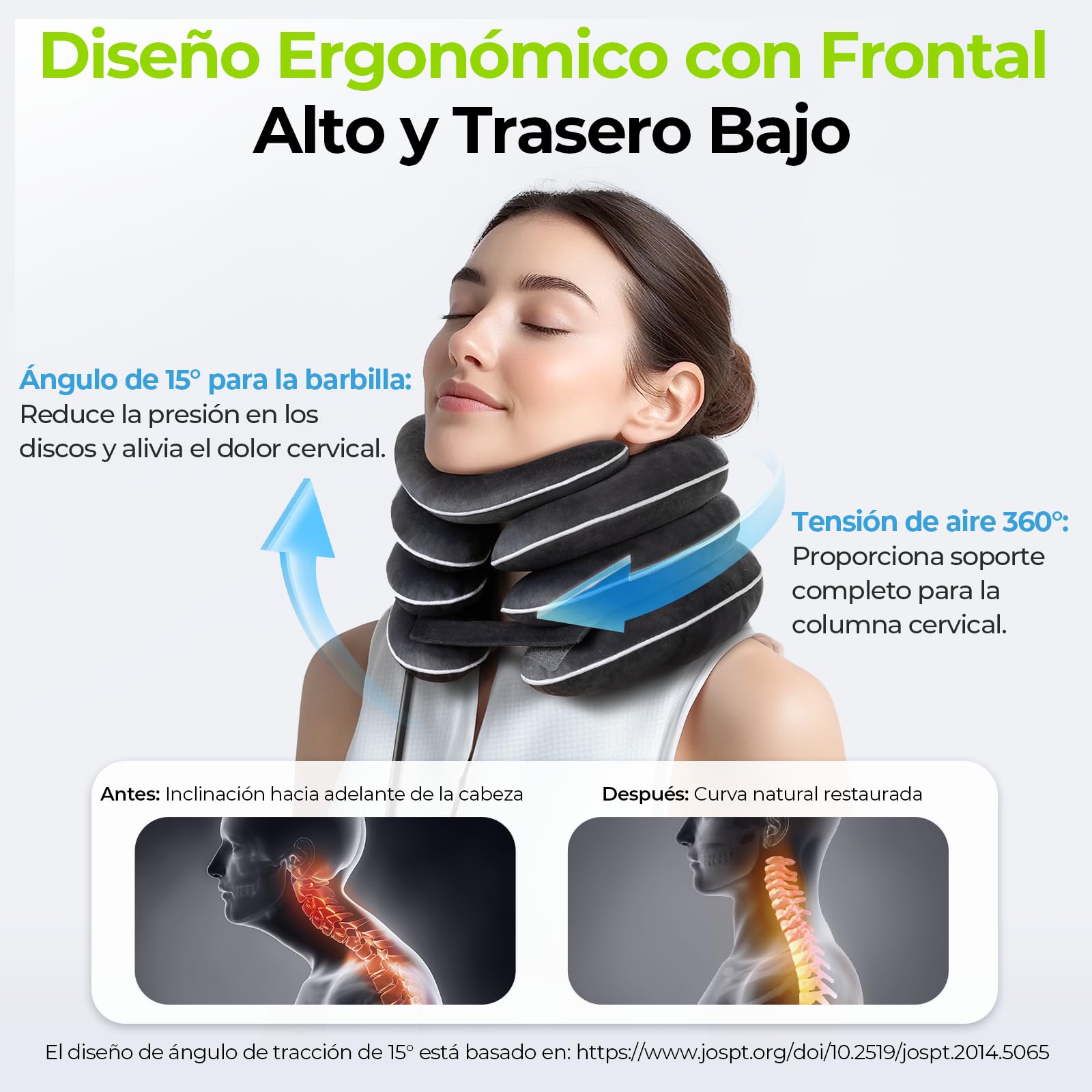 AUVON Traccion Cervical Inflable para Estiramiento Cervical con Diseño Innovador de 3 Capas en Tamaños Variables para Descompresión, Collarín para Alivio Inmediato, Soporte del Cuello, Uso en el Hogar
