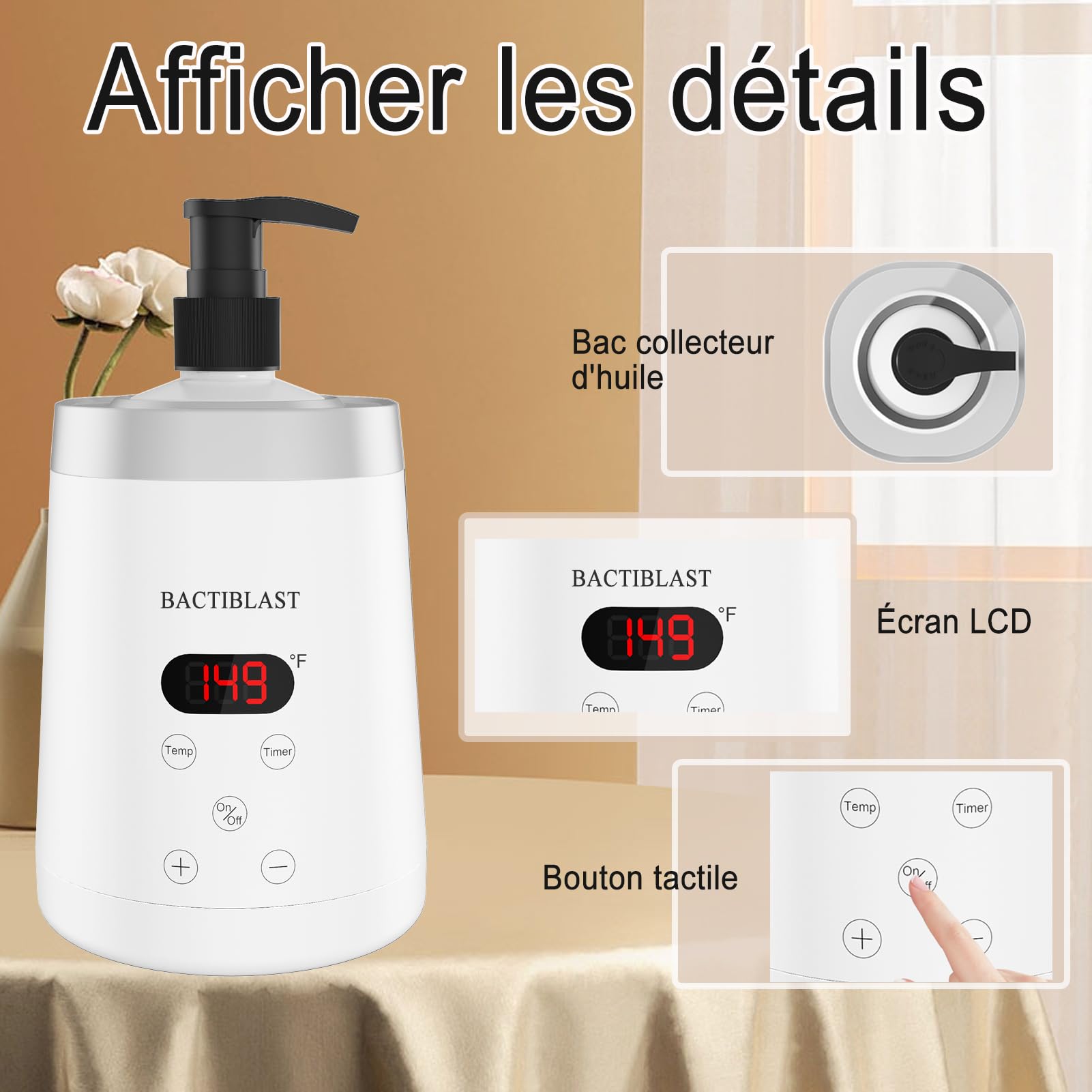 Chauffe huile de massage professionnel avec deux distributeurs et affichage LCD pour spa, salon, maison