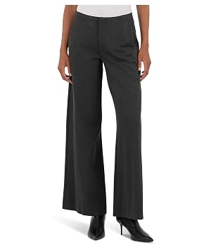 KUT from the Kloth Womens Meg - Wide Leg Pants with Trouser Pockets in Charcoal