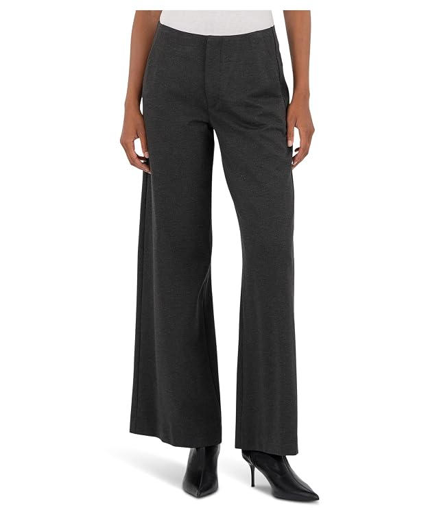 KUT from the Kloth Womens Meg - Wide Leg Pants with Trouser Pockets in Charcoal