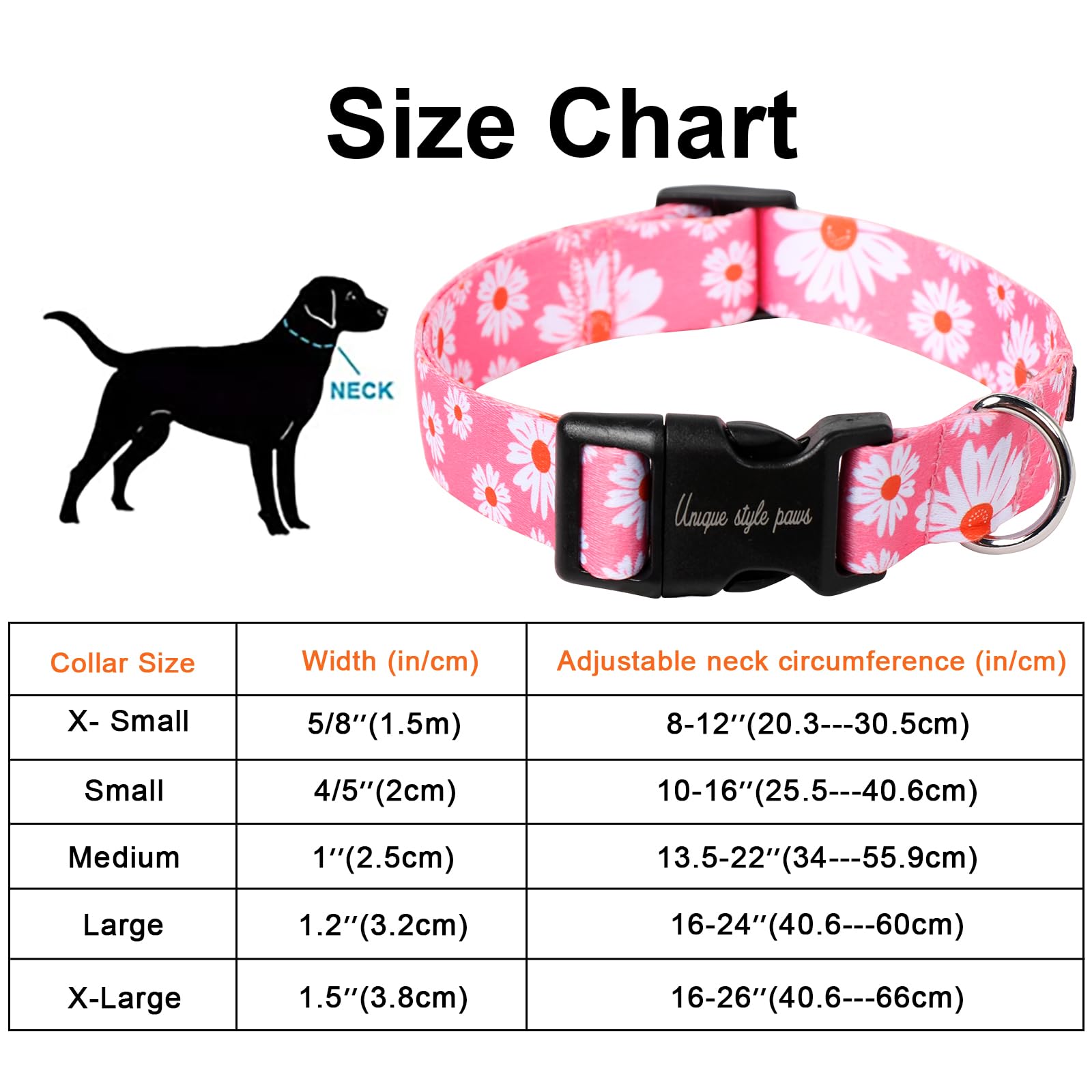 Unique style paws Pink Daisy Dog Collar Puppy Collars Harnesses & Leads For Dogs Uk Bow Tie Soft Adjustable Cute Flower Comfortable Collars Pet Gift For Small Medium Large Dogs S - Image 4