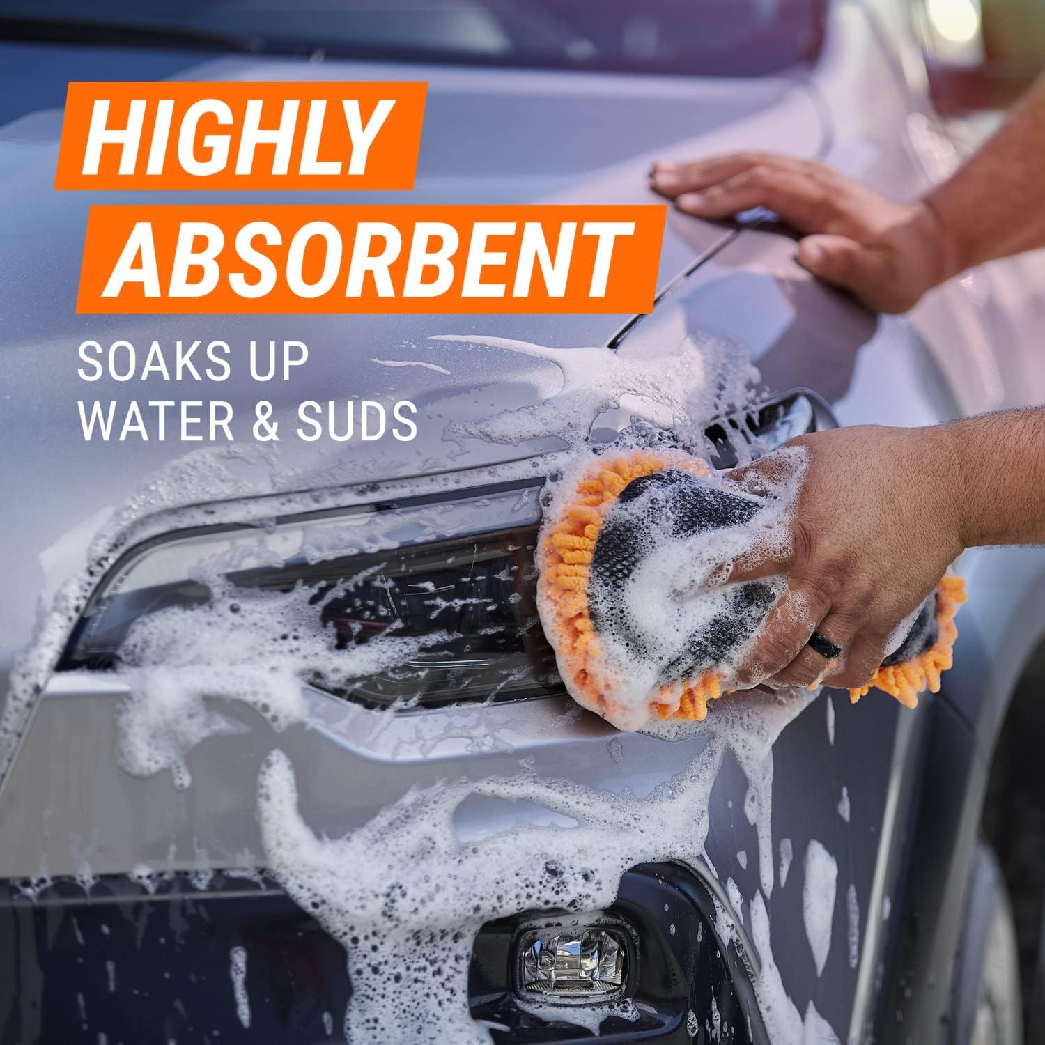 Microfiber Car Wash Mitt and Pad Set by Armor All, Machine Washable, Highly Absorbent Cleaner for Dirt and Bugs