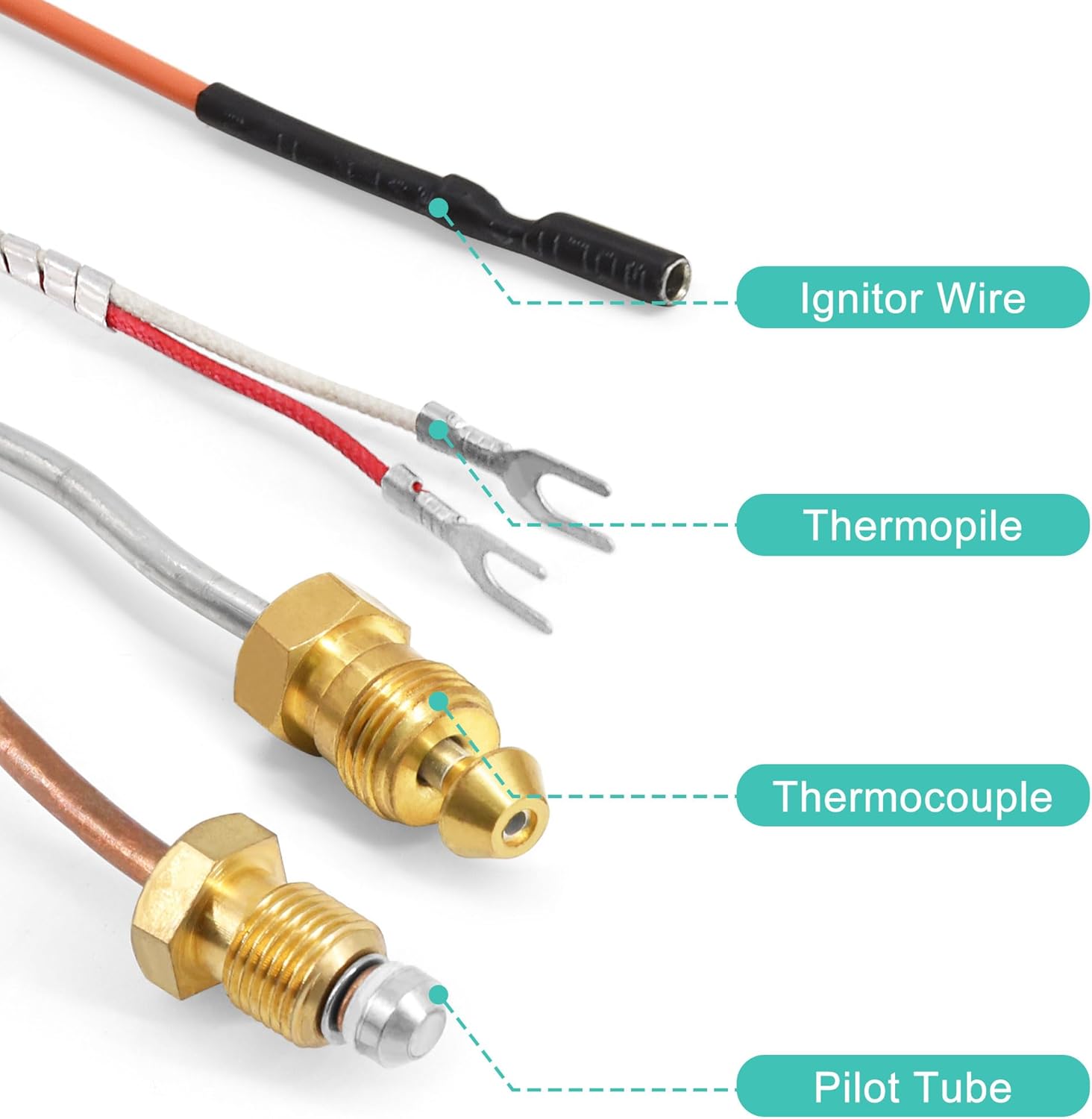 4021-733 Propane Gas Pilot Assembly for Heatilator, Heat-N-Glo Gas Stoves and Fireplaces, 25661 Fireplace Pilot Assembly with Thermocouple Thermopile for Heatilator GNDC30, GNDC33, GNDC36