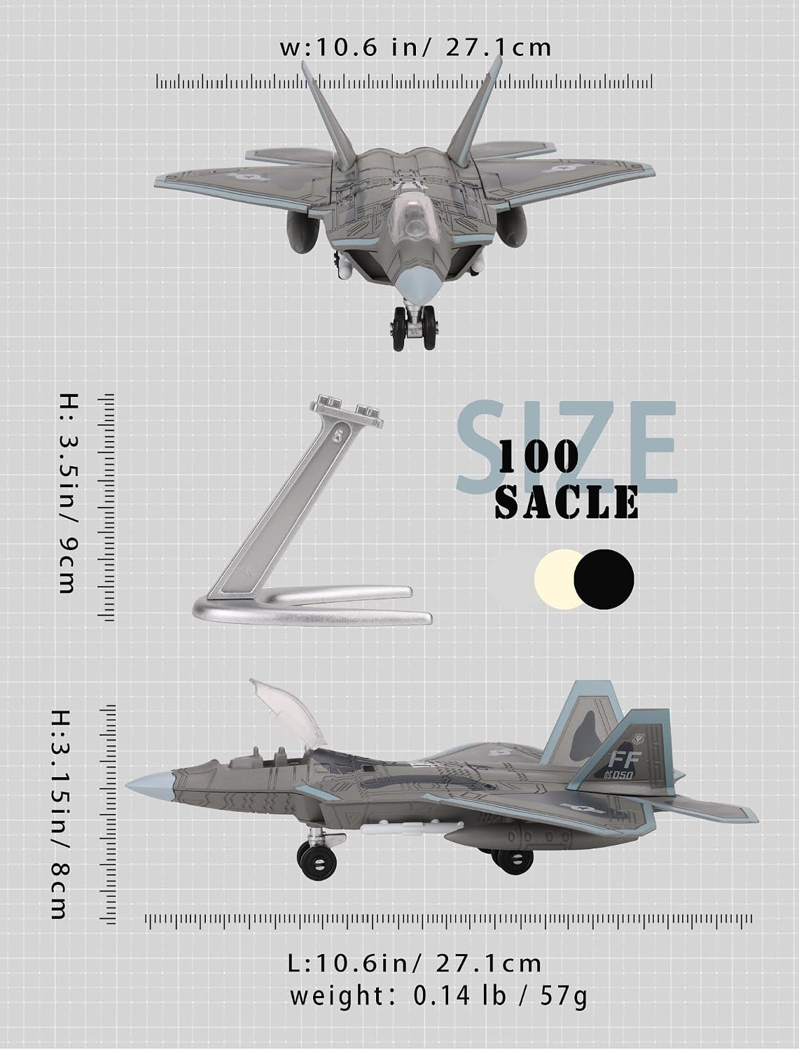 F22 Raptor Model Fighter Jet Plane Toy, 1/100 Plastic Military Airplane Building Kit 22 Pieces Snap-fit Assembly Aircraft Model with Stand Birthday Gift for Adults and Boys image 4