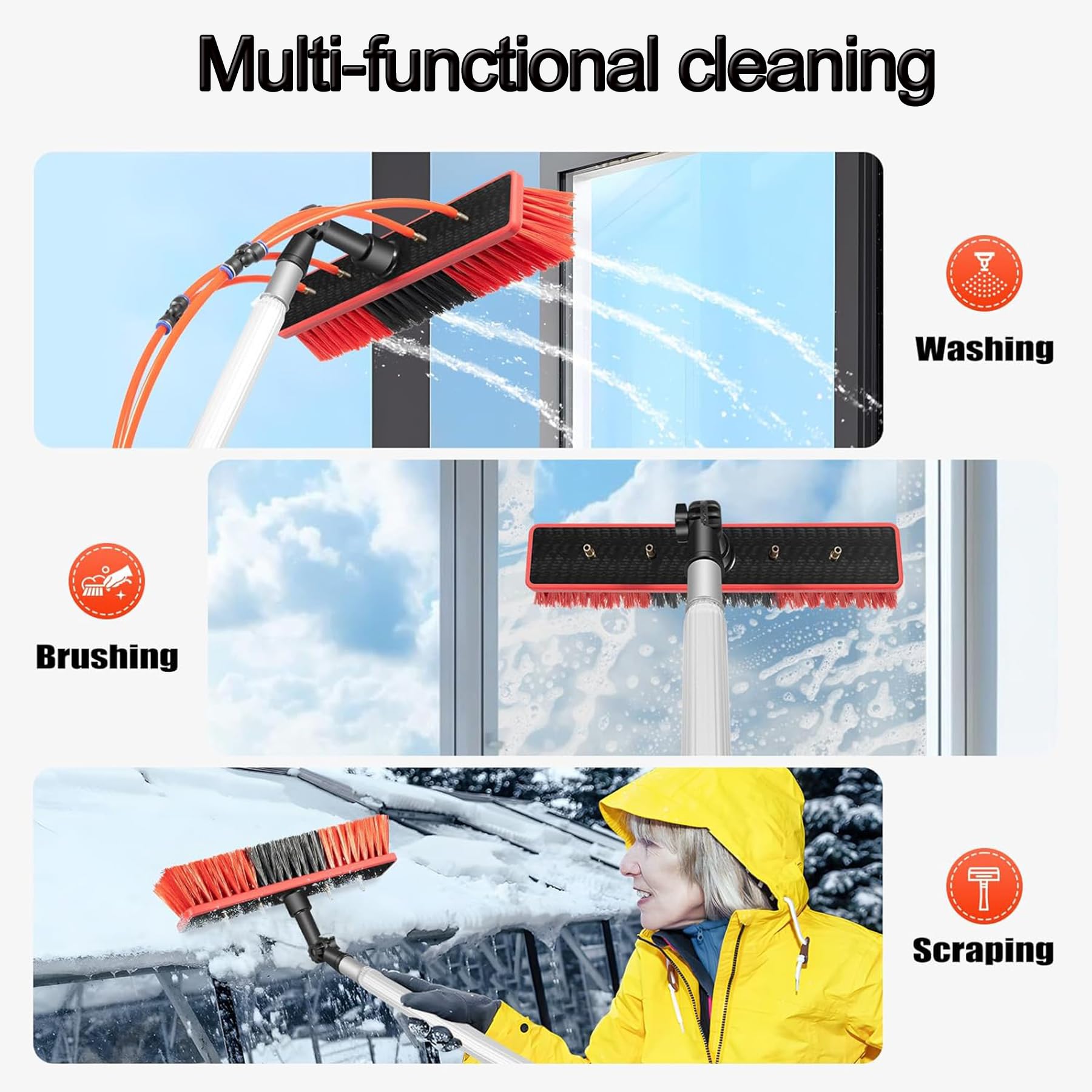 Kit di pulizia per pannelli solari regolabili, asta e spazzola alimentati ad acqua per uso domestico e professionale, soluzione ideale per la pulizia e la manutenzione delle finestre