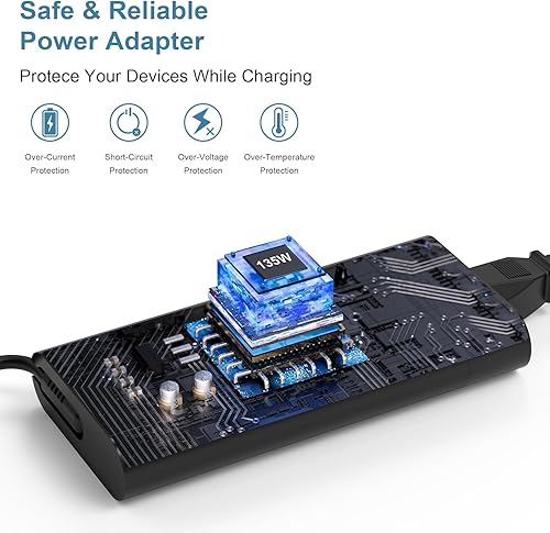 Miniatura 5 de Adaptador de CA de cargador para portátil de 135 W compatible con HP Spectre x360, OMEN Pavilion Gaming 15 17 ec0013dx 15-ec0751ms L15534-001