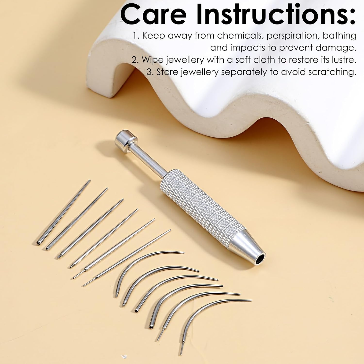 Lusofie 13pcs Piercing Changing Tool - 14G 16G 18G 20G Piercing Tools for Changing Jewelry for Ear Nose Navel Lip Jewelry Changings
