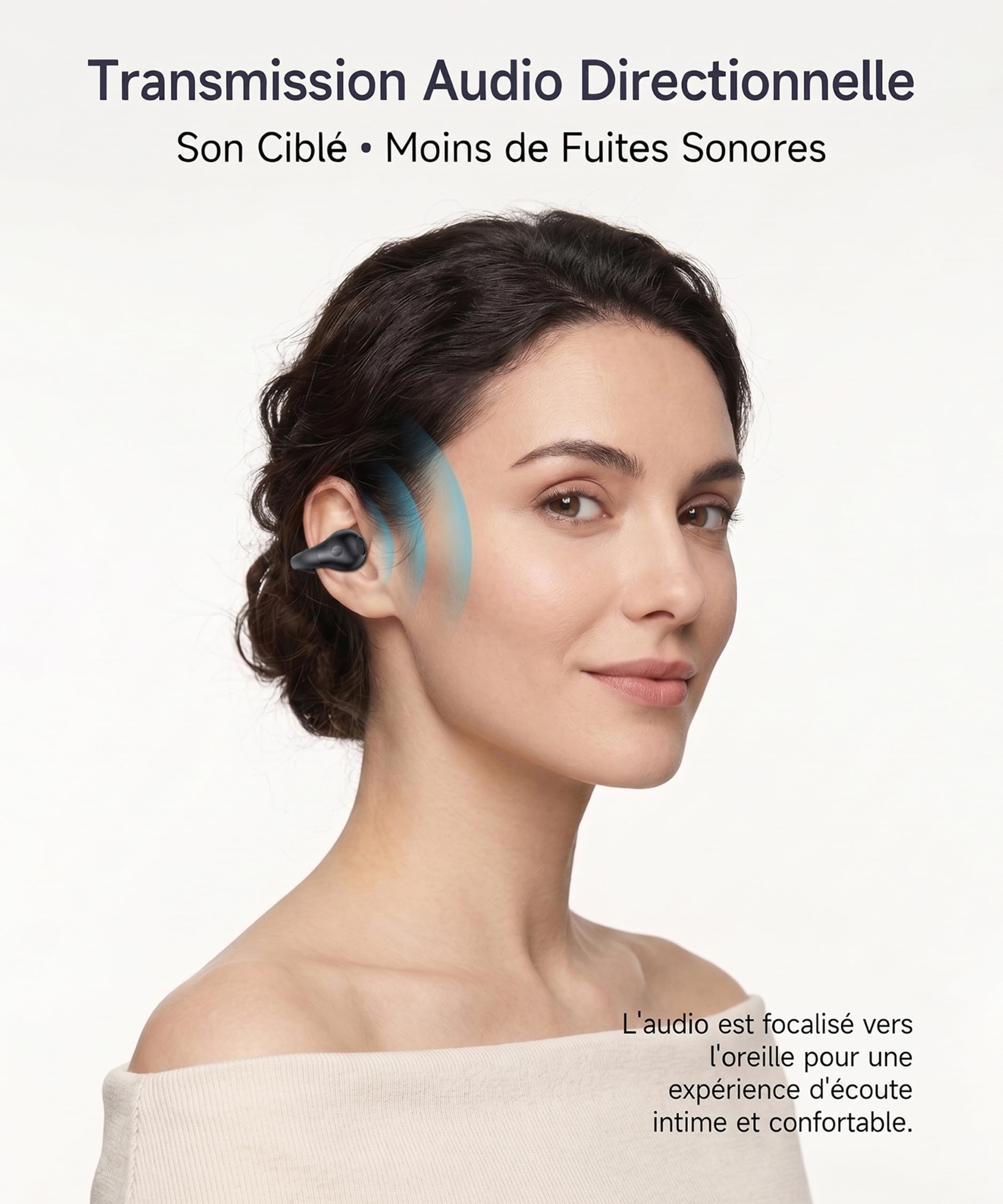EUQQ Écouteurs Bluetooth sans Fil Sport Clip-on à Conduction Osseuse