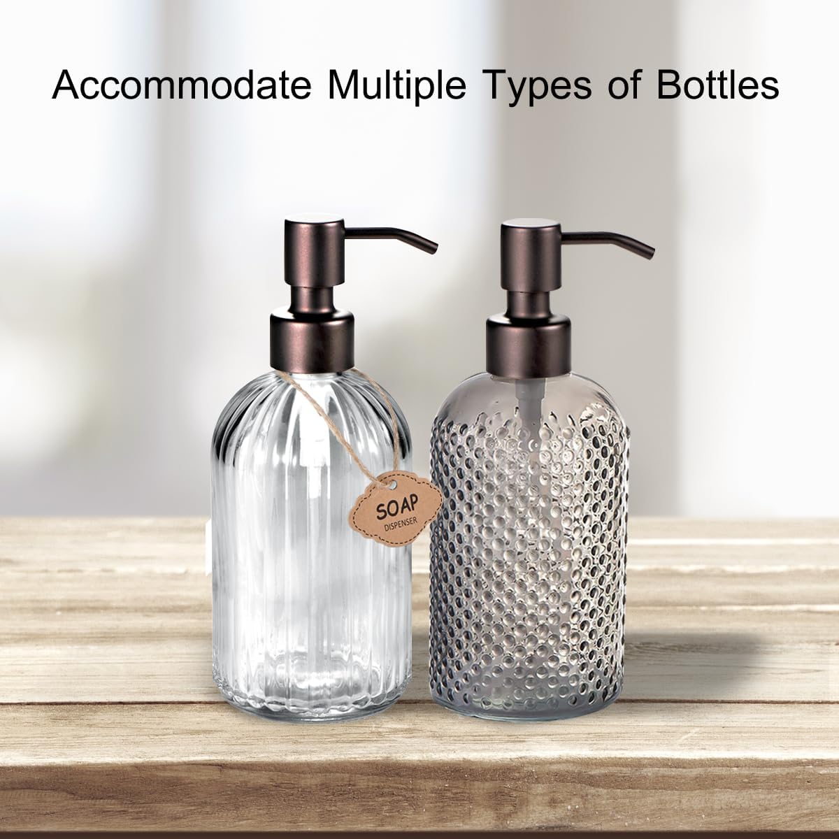 2PC Soap Dispenser Lids - 304 Stainless Steel Replacement Pump (Bronze)