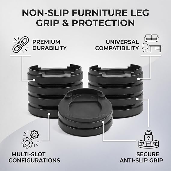 Ausla Furniture Risers 8-Pack, Adjustable Stackable Round Bed Risers, Heavy Duty Plastic, Black