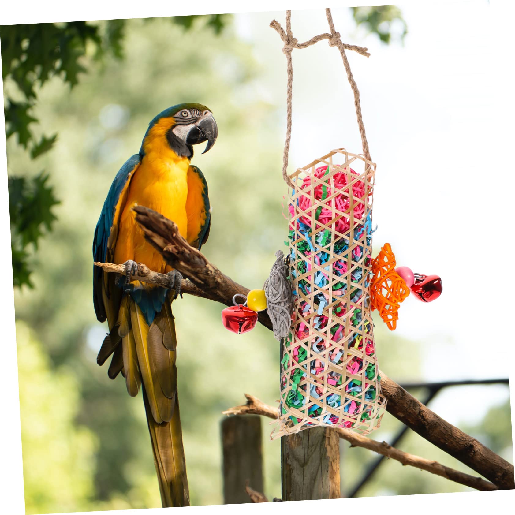 Mipcase 6pièces Jouet Suspendu pour Oiseaux avec Cloche Jouet à Mâcher pour Perroquets Et Oiseaux Accessoire De Cage Et Décoratif