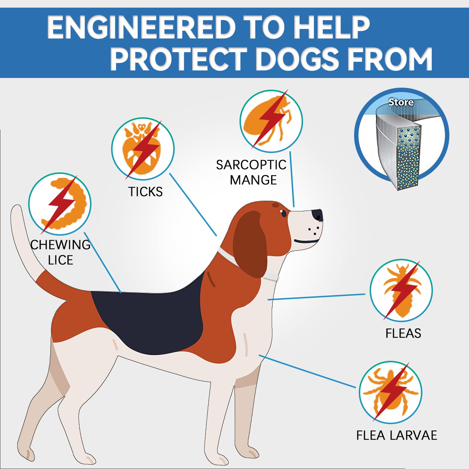 Collare Antipulci Cane, Naturali Collare Antipulci e Zecche per Cani, 12 Mesi di Protezione Impermeabile Collare Cane Antiparassitario, 63.5cm Regolabile Collare Antipulci (A2)