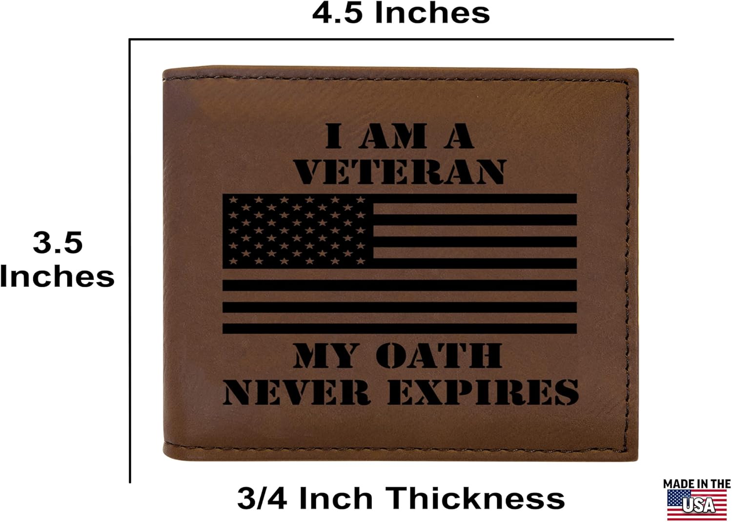 Rogue River Tactical USA American Flag Veteran Oath Men's Leather Bifold Wallet RFID Gift For Him Dad Father United States Billfold Military Veteran - Image 3