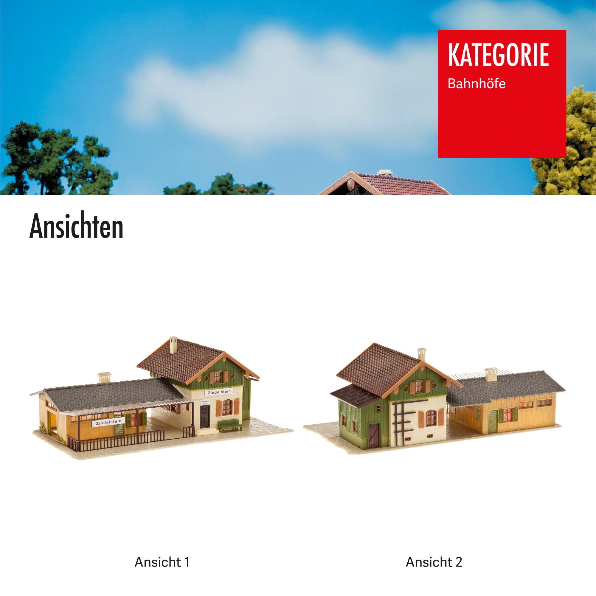 FALLER Kleinstation Zindelstein Modellbausatz mit 86 Einzelteilen 202 x 102 x 75 mm I Modelleisenbahn Zubehör H0 Gebäude I Modelleisenbahn H0 Bahnhof