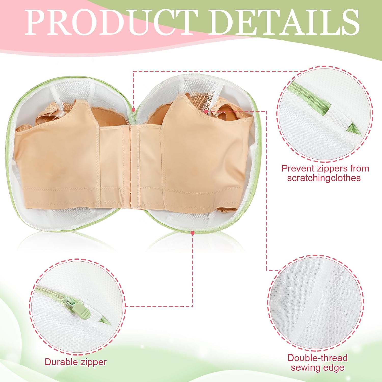 Shappy 6 Pcs Bra Washing Bag for Laundry Storage Women 11.81 Inch Green