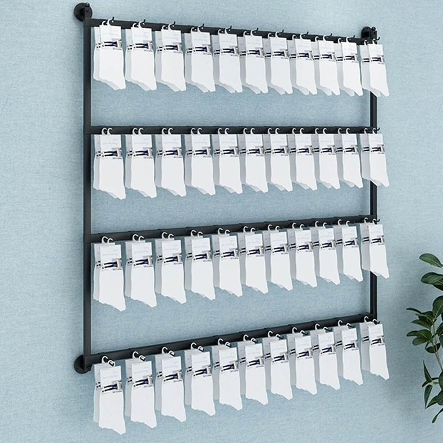 Store Display Rack Wall Mounted Storage Rack,Adjustable Wall-Mounted Metal Display Rack - 4-Tier Keychain, Necklace & Jewelry Organizer - Space-Saving Retail Stand for Boutique, Mall, Hats &