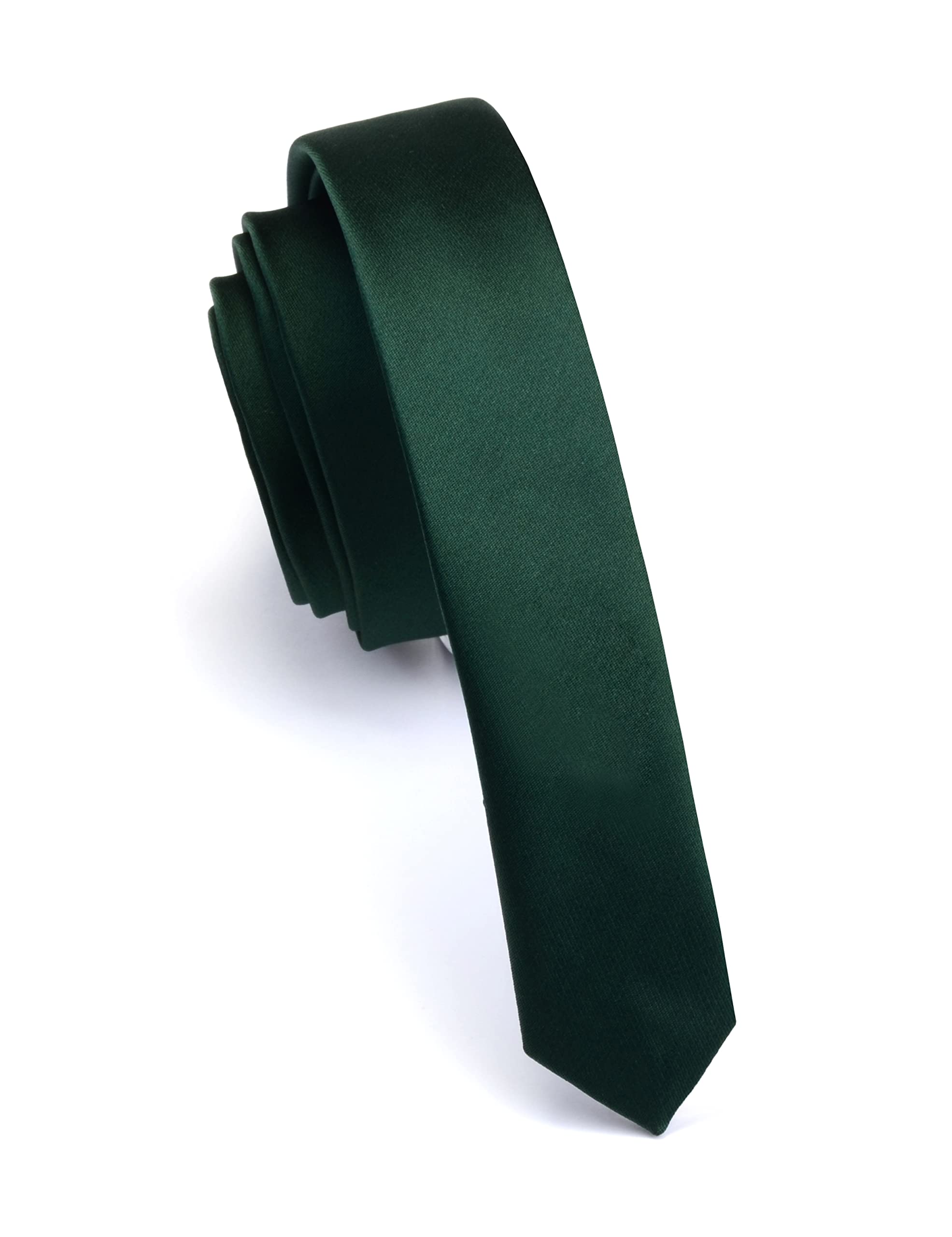 Gusleson Men's Dark Green Solid Ties For Wedding Slim Tie Skinny Wedding Necktie (Uk0803-02)