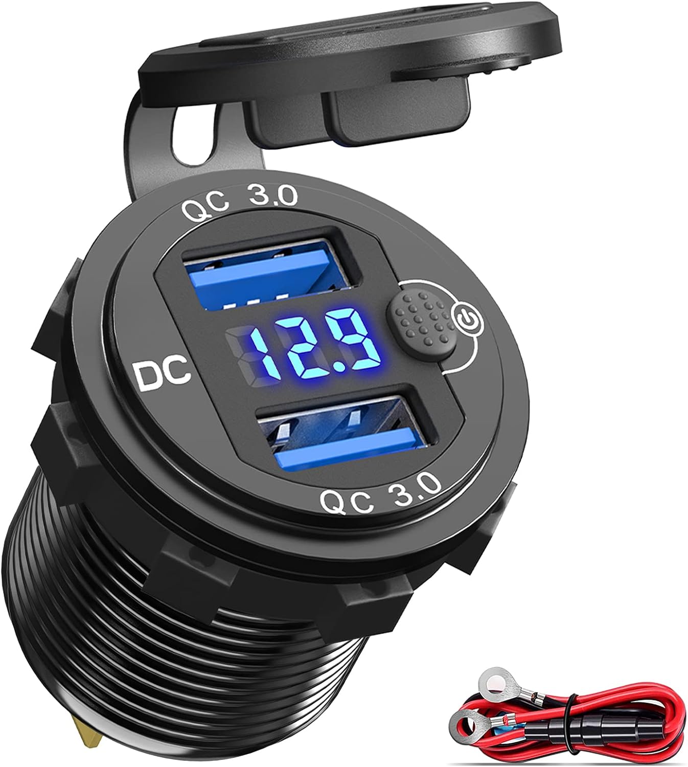 Aluminum Metal 12V USB Outlet Dual Quick Charge 3.0 & Newest 83W Laptop Car Charger Socket 65W PD USB C & 18W QC3.0 Car USB Port image 2