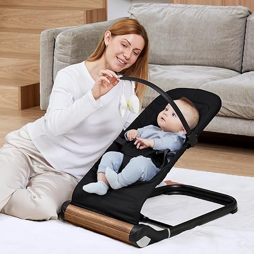 Miniatura 6 de Silla mecedora para bebé, soporte cómodo para los momentos felices de tu pequeño (normal, negro)