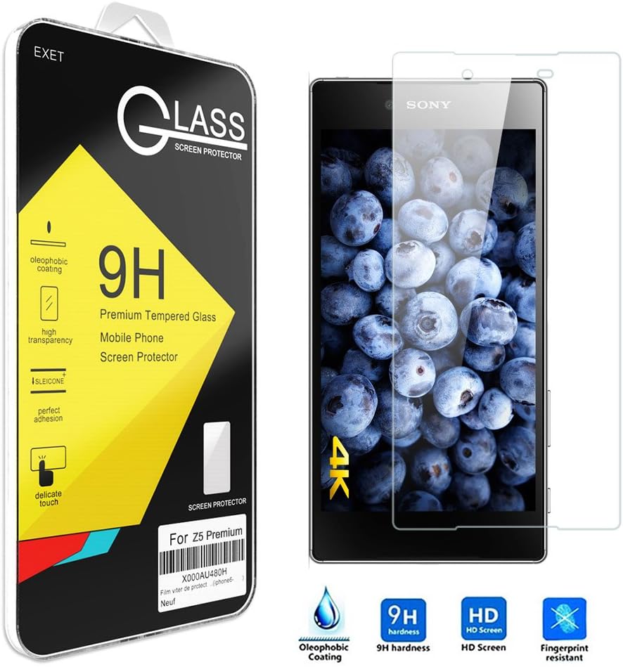 WOEXET Tempered Glass Screen Protector SONY Xperia Z5 Premium Easy fit NO airbubbles Oleophobic coating 9H Hardness