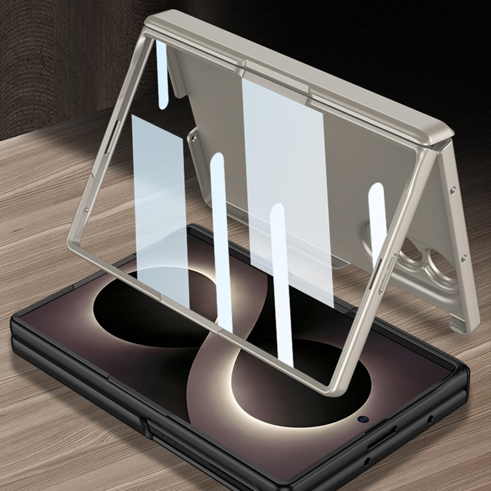 Matowe etui do Samsung Galaxy Z Fold 8, magnetyczny ekran ssący Flim zawias etui odporne na zarysowania cienka osłona, szare