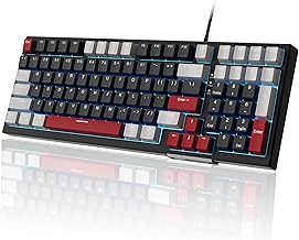 MageGee Mechanical Keyboard, Star Sky Wired Gaming Keyboard Backlit Ultra-Slim USB Keyboards with Red Switches 98 Keys for PC Windows Computer Laptop（Grey Black）…