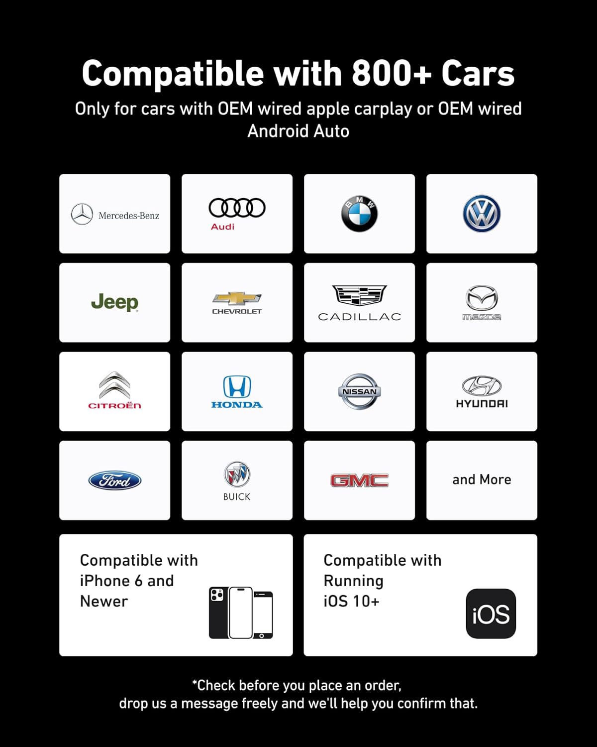 2 in 1 Wireless CarPlay Adapter for iPhone & Android, 2025 Upgraded Bluetooth Android Auto Wireless Adapter, Plug-and-Play Car Play Adatper for Apple iPhone iOS 10+ & Android 10+