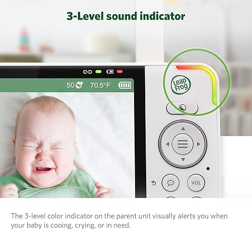 Miniatura 8 de LeapFrog LF915-2HD Video Baby Monitor con 2 cámaras pantalla LCD HD de 5 pulgadas panorámica e inclinación de 360 con cámaras de zoom 8X visión