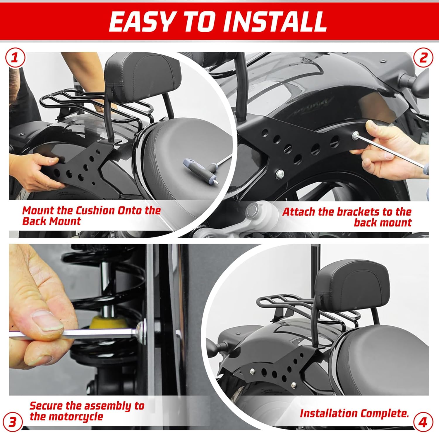 Motorcycle Detachable Quick Release Backrest Sissy Bar for Rebel 1100 CM1100 CMX1100 2021 2022 2023 2024 2025 2026
