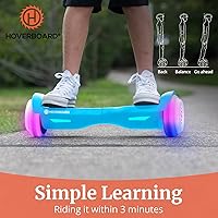 Vista 12 de Hoverboard con altavoz de música, ruedas LED de 6.5 pulgadas, luces de auto equilibrio, alcance máximo de 5/6 millas y 6.2 mph alimentado por motor