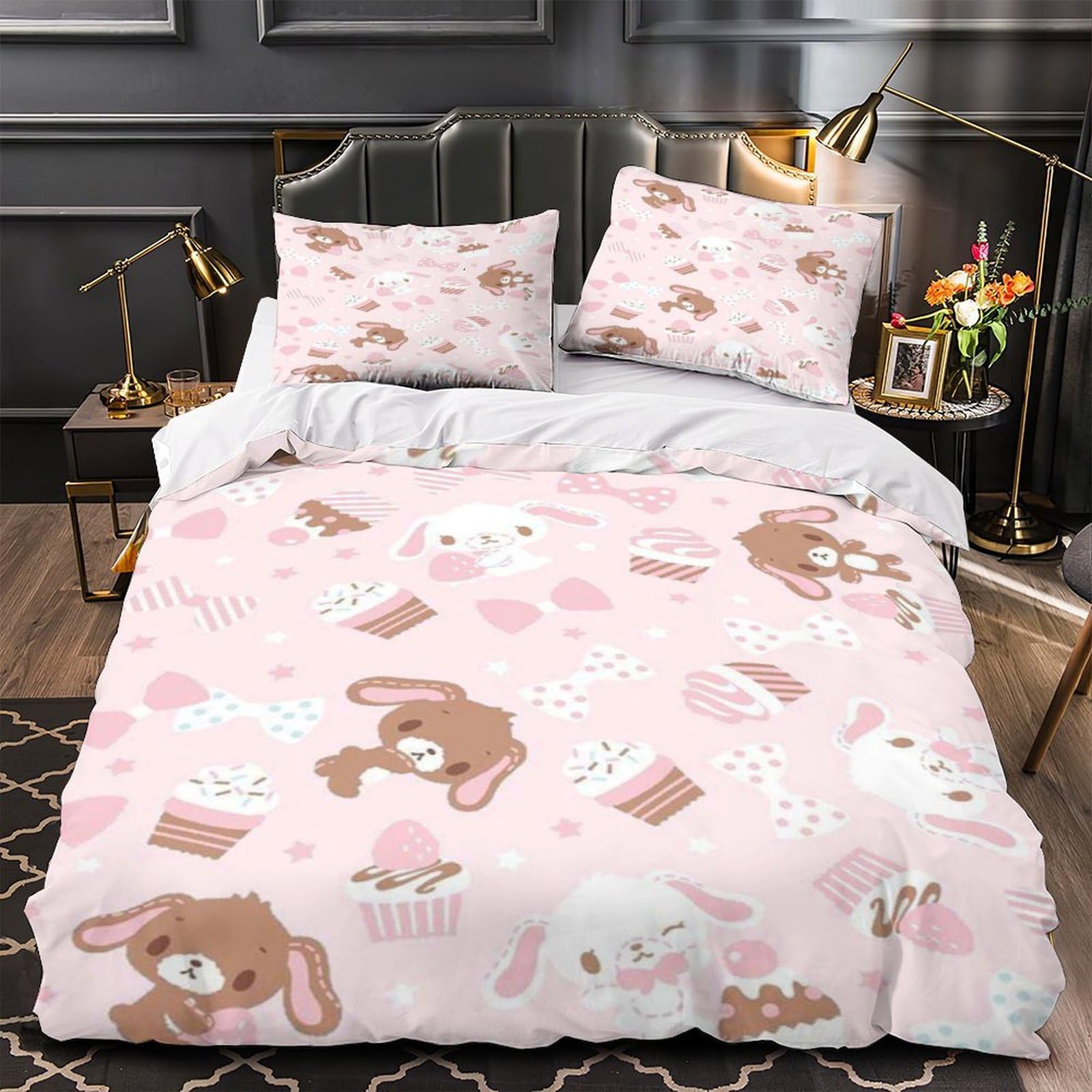 Housse de couette effet 3d lapin parure de lit microfibre durable