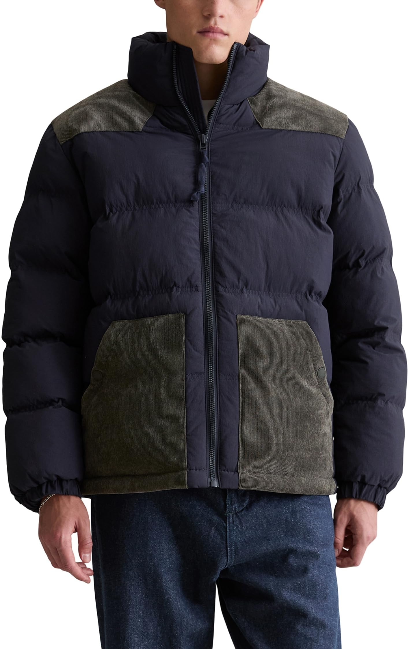Marc OߴPolo Denim Herren Steppjacke mit Cord-Einsätzen wasserabweisend