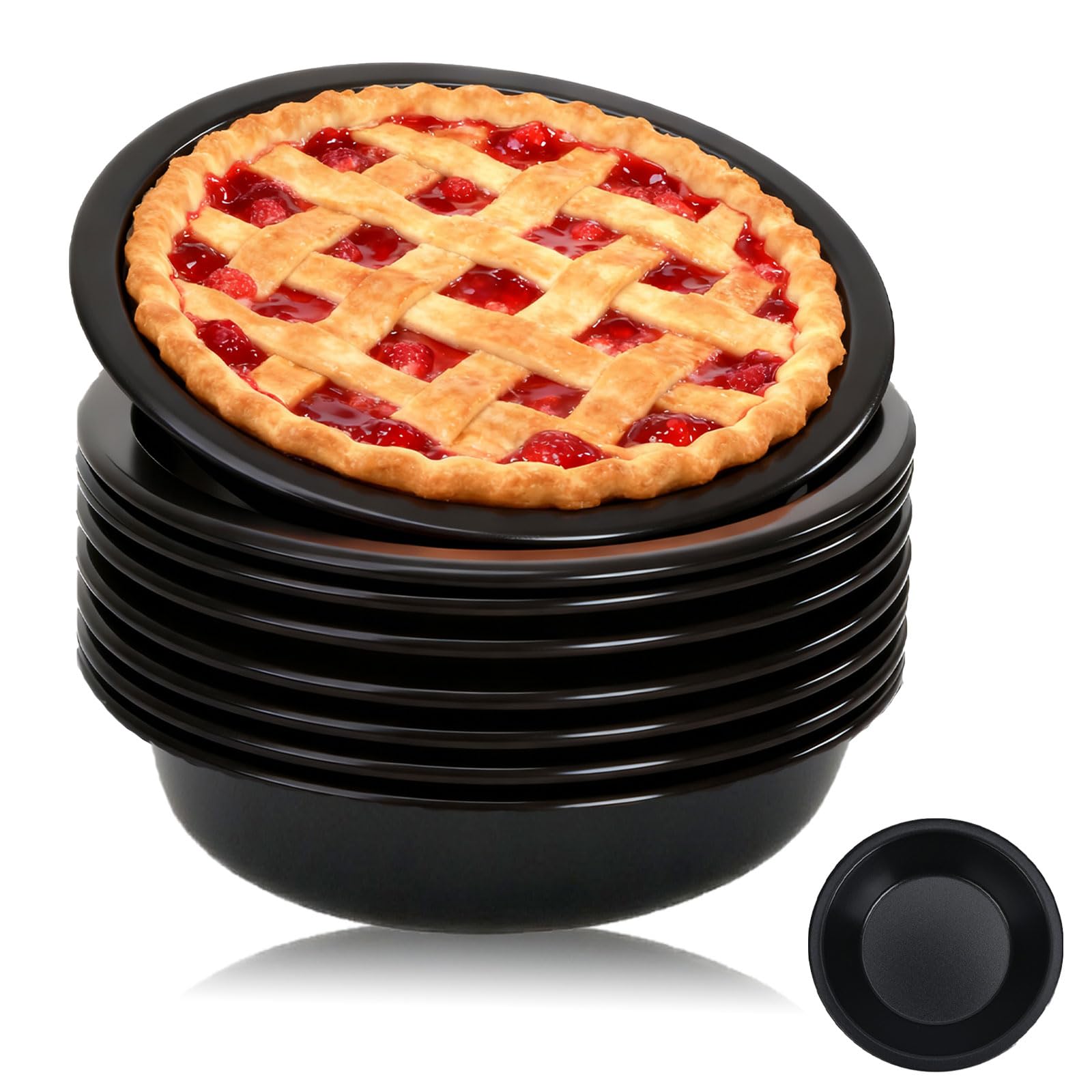8 Pack Mini Pie Pan Set for Baking, 13 cm Small Cake Bake Tins, Nonstick Carbon Steel Round Cake Pan, Individual Baking Dish Plates for Oven & Pot Bake Chicken Pot Quiches, Apple Pies, Cookies