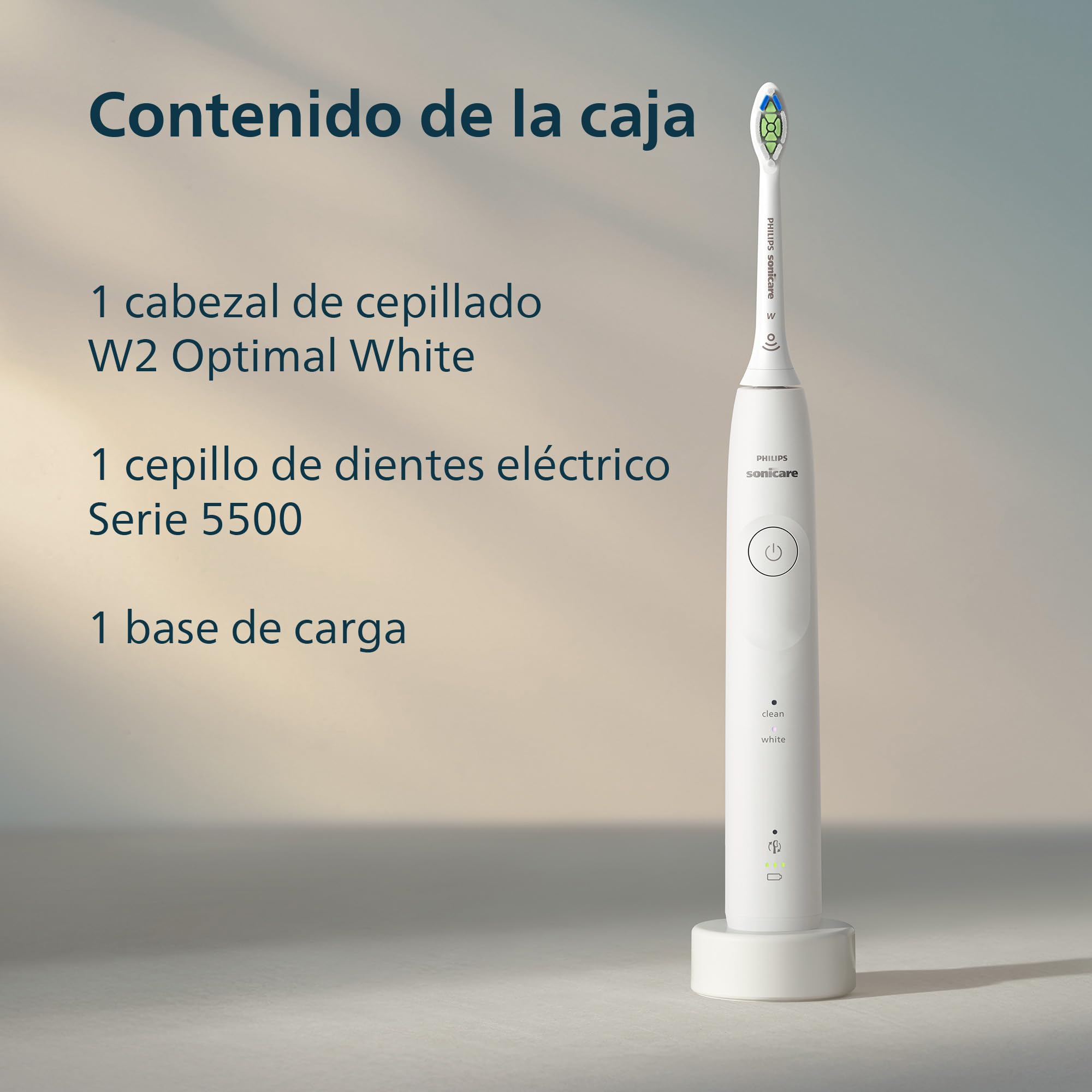 Philips Sonicare 5500 cepillo dental eléctrico, sónico con 1 nivel de intensidad, alerta de presión, EasyStart, SmarTimer y BrushPacer, blanco, modelo HX7110/01 [Nueva Tecnología]