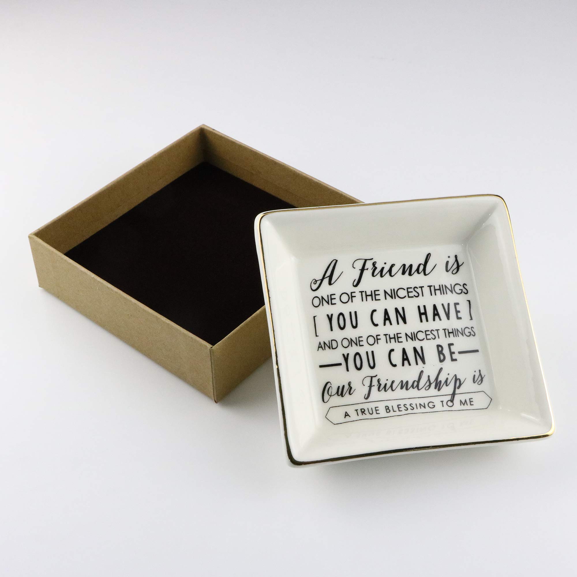 Best Friend Jewelry Dish - "Side By Side" Ceramic Trinket Tray, Long Distance Friendship Gift