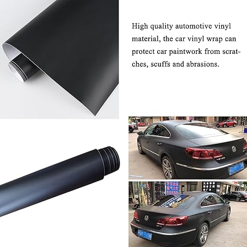 Miniatura 6 de Rollo de vinilo negro mate de fibra de carbono para automóvil, sin burbujas, liberación de aire, película para interior del motor (1 x 10 pies)