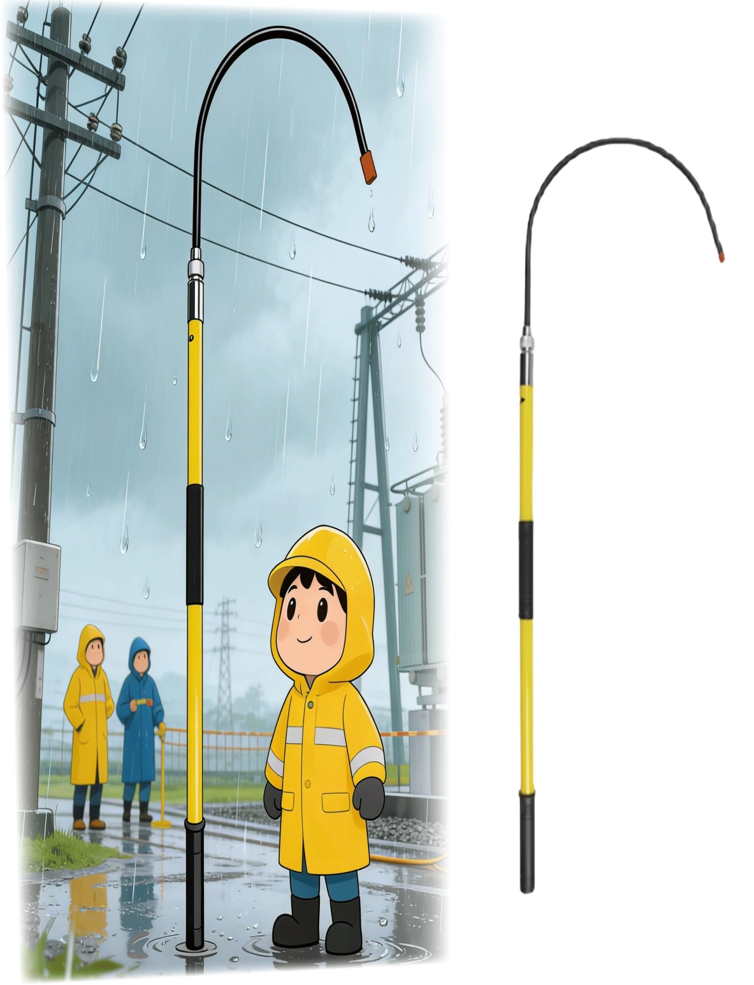 Crochet de sauvetage isolé, poteau de sauvetage électrique avec poignée antidérapante, outil de sécurité pour centrale électrique et applications électriques