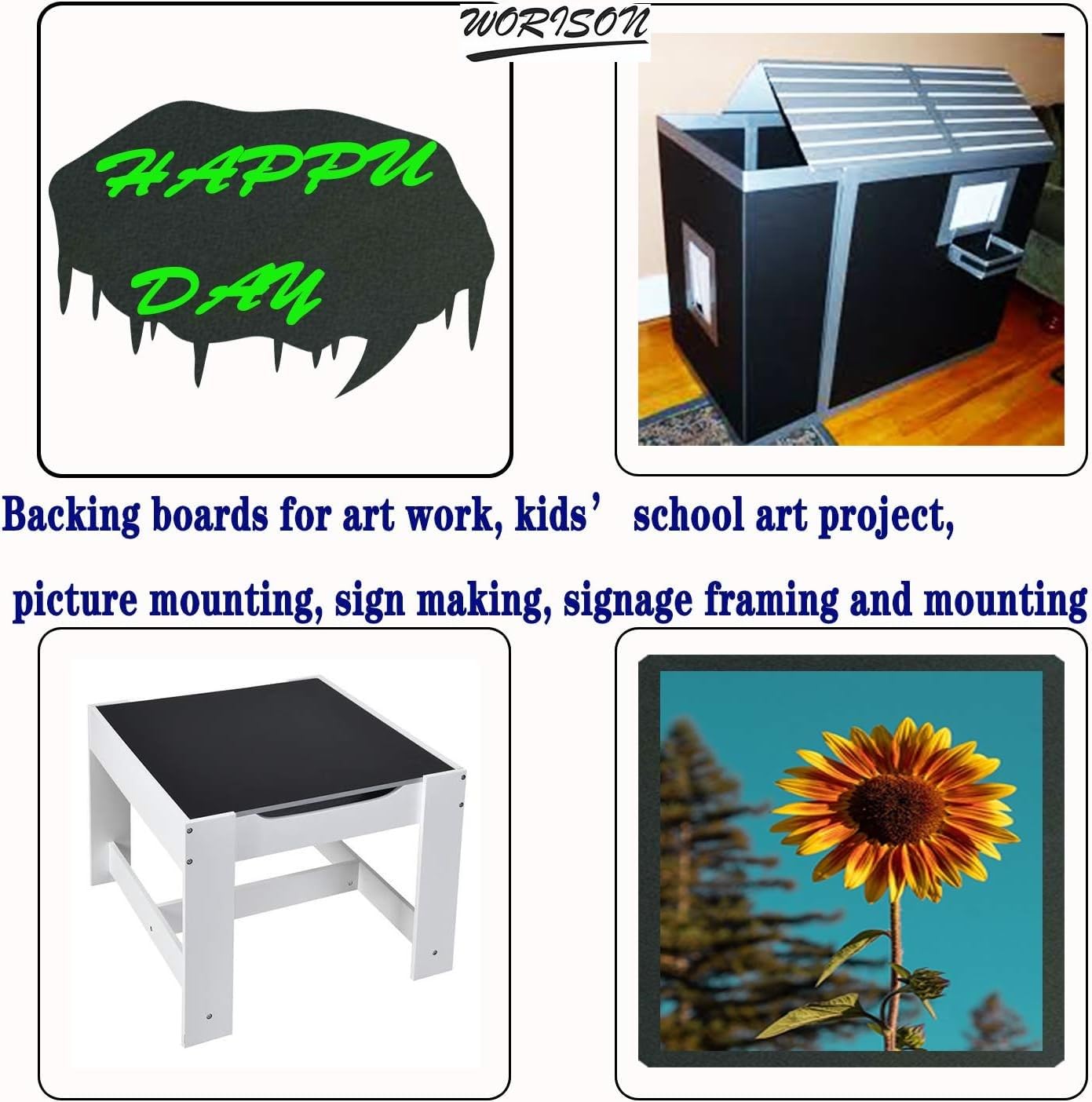 Worison Black A4 Size Set of 6 Craft Foam Board Set 3 mm 4
