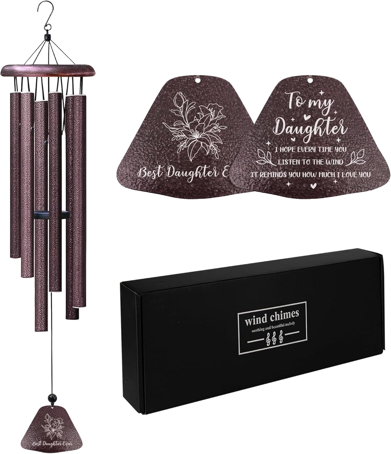 Daughter Gifts from Mom, Best Daughters Ever 32" Wind Chimes, Birthday Gifts for Daughter from Mom, Christmas Birthday Presents for Her from Dad, Daughters Graduation Gift Ideas Windchimes