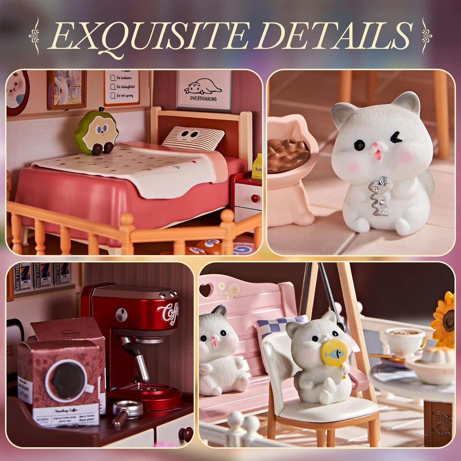 DIY Miniature Doll House Kit, 179 Pcs Dollhouse Furniture for Women, Tiny House with LED, Arts and Crafts for Adults, Birthday Gift Party Present