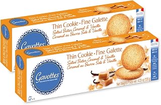 Gavottes French Butter Cookie 2 Pack | Salted Butter Caramel & Vanilla Cookies | Butter Cookies with Caramel & Vanilla From France | 4 Snack Packs per Box (2 boxes of 16 cookies | 2 x 4.23oz/120g)