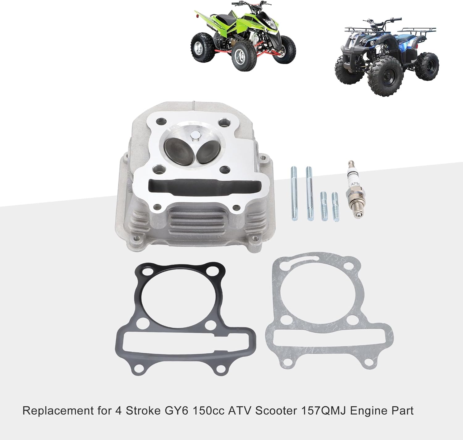 GOOFIT 57.4mm Cylinder Head with Gasket for 4 Stroke GY6 150cc ATV Scooter 157QMJ Engine Part