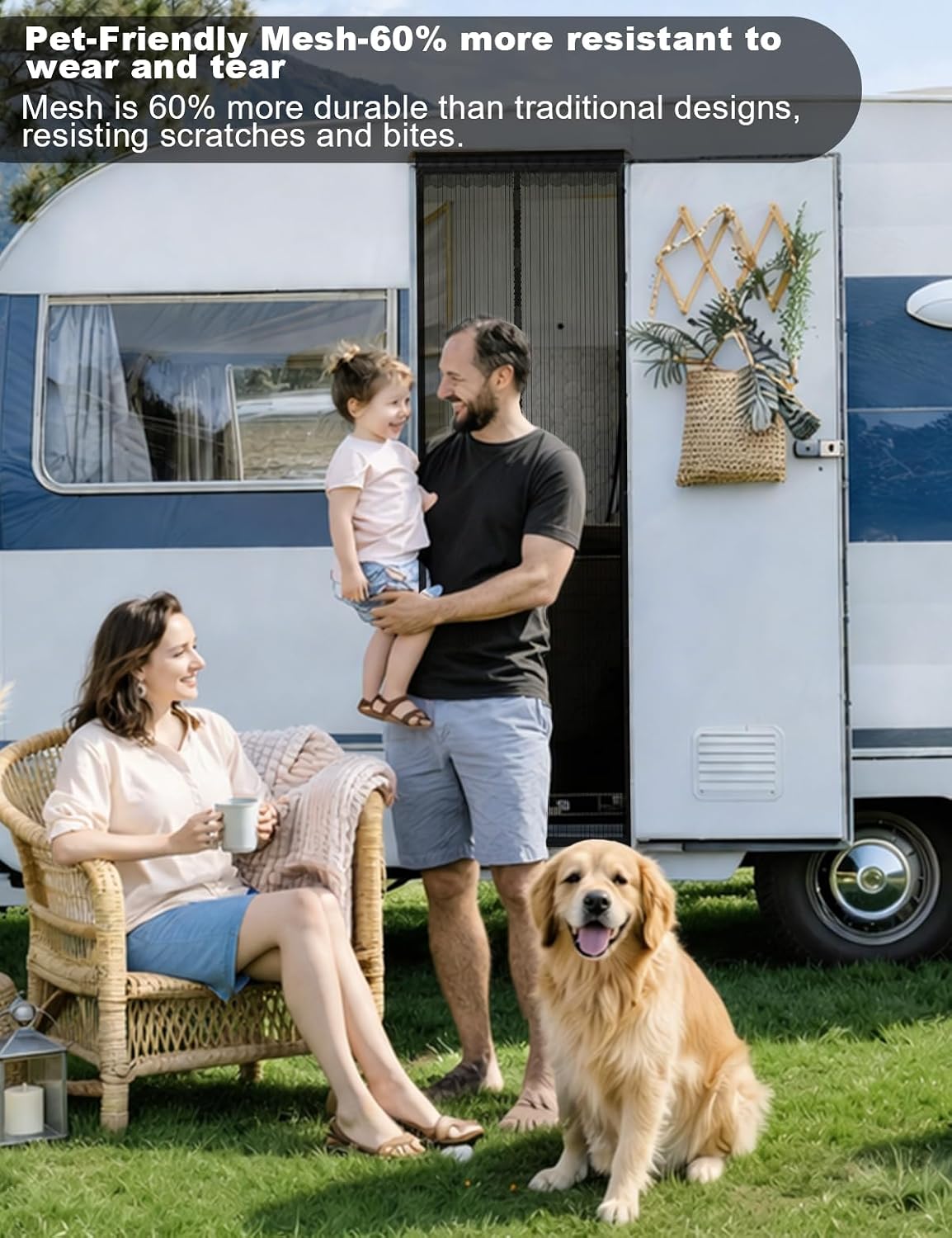 Heavy-Duty Magnetic RV Screen Door (78.7" x 31.5") - Pet-Friendly Mesh, Extra Powerful Closure, Mosquito Protection, Scratch-Resistant, Perfect for Summer & Easy Installation for Campers & RVs